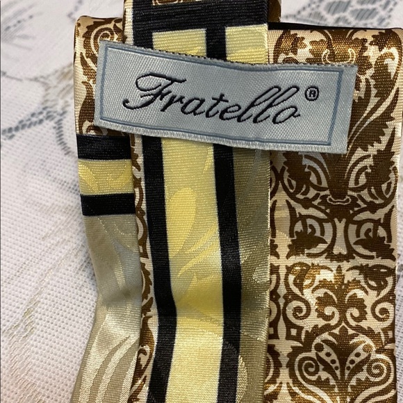 Fratello Tie Elegant Gold and Brown Men's Tie - Picture 2 of 4